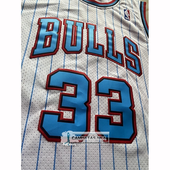 Camiseta Chicago Bulls Scottie Pippen NO 33 Mitchell & Ness 1997-98 Blanco1